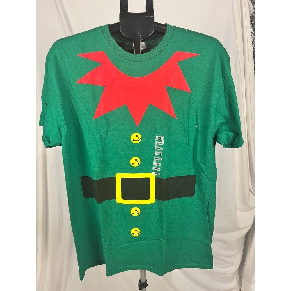 Unisex Christmas Elf Graphic T-Shirt Size L | Holiday Tee